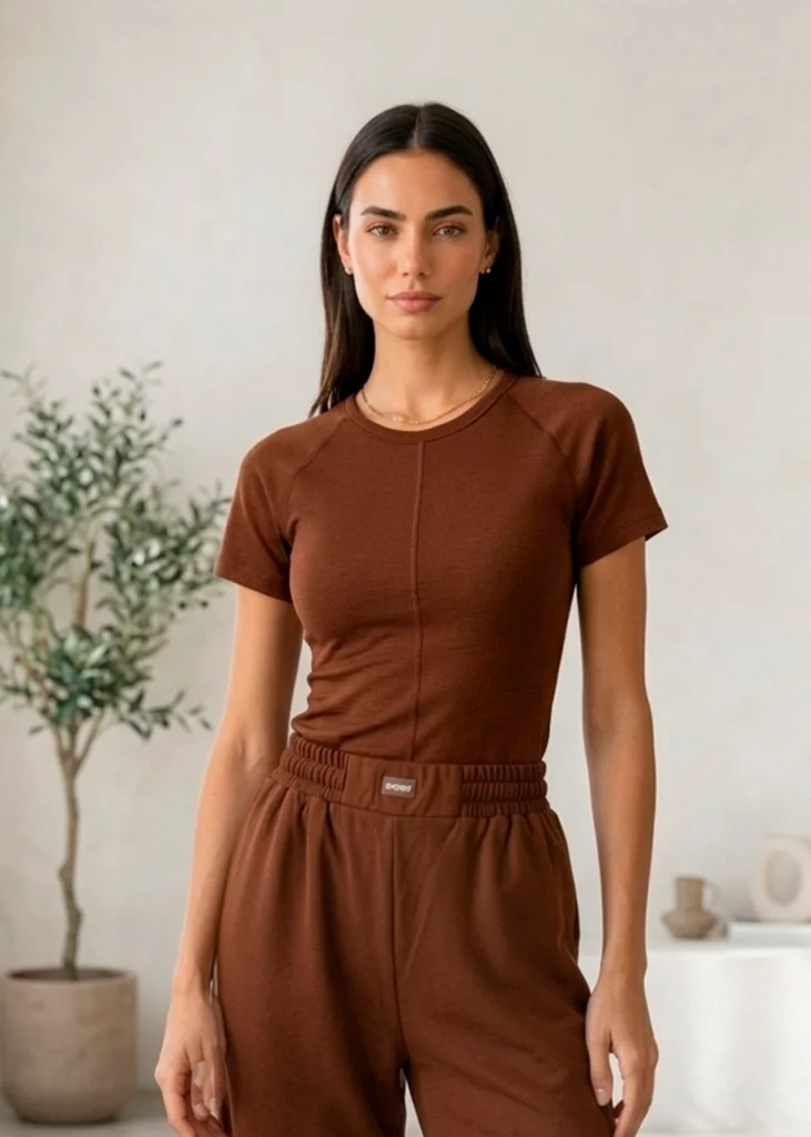 Шоколадна футболка Slim Fit з лайкри модал Viki